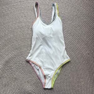 PQ Swim Crochet Trim One Piece Swimsuit Sz L